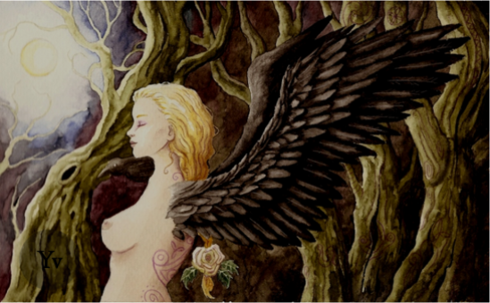 fantasy gothic wings female nude